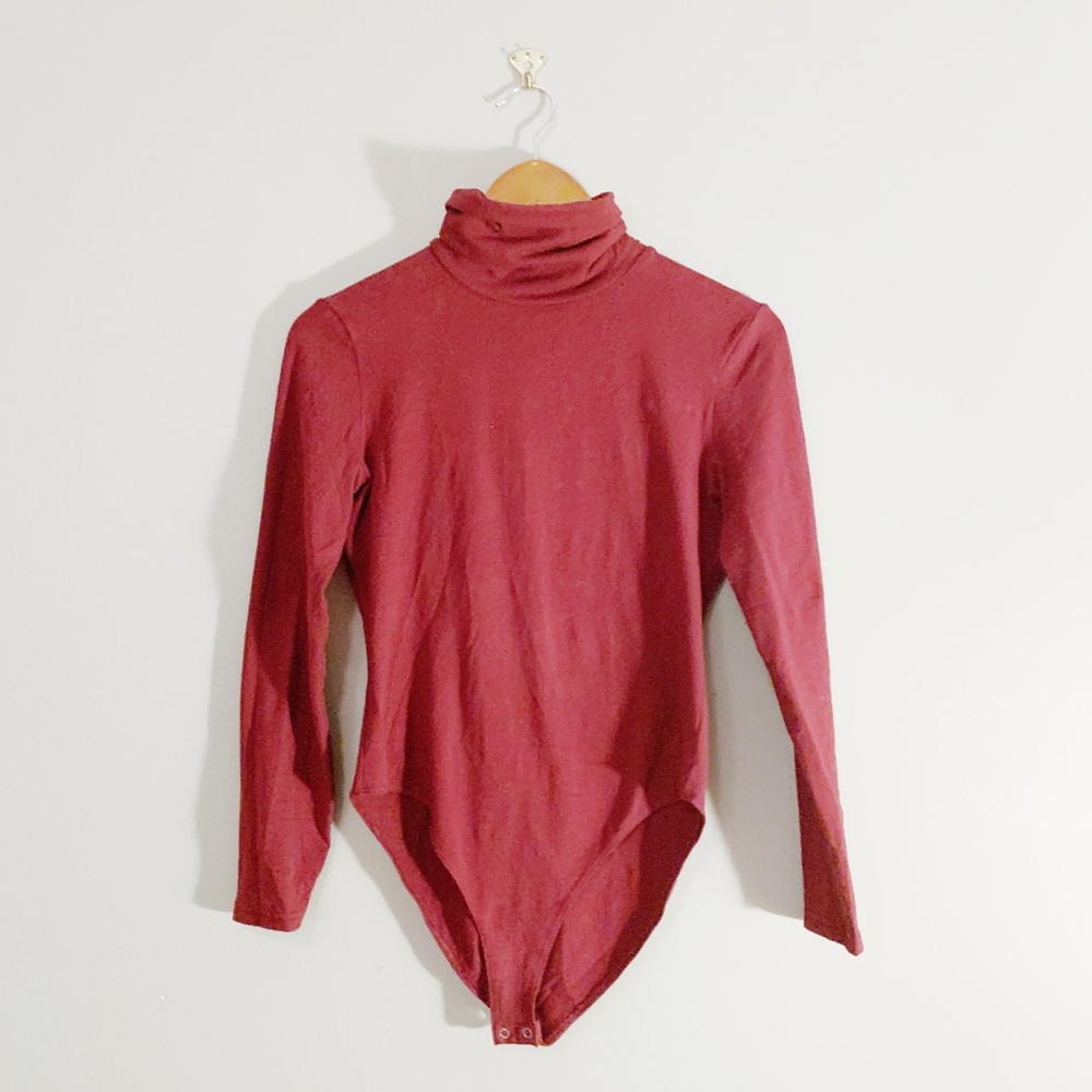 american apparel burgundy turtleneck bodysuit